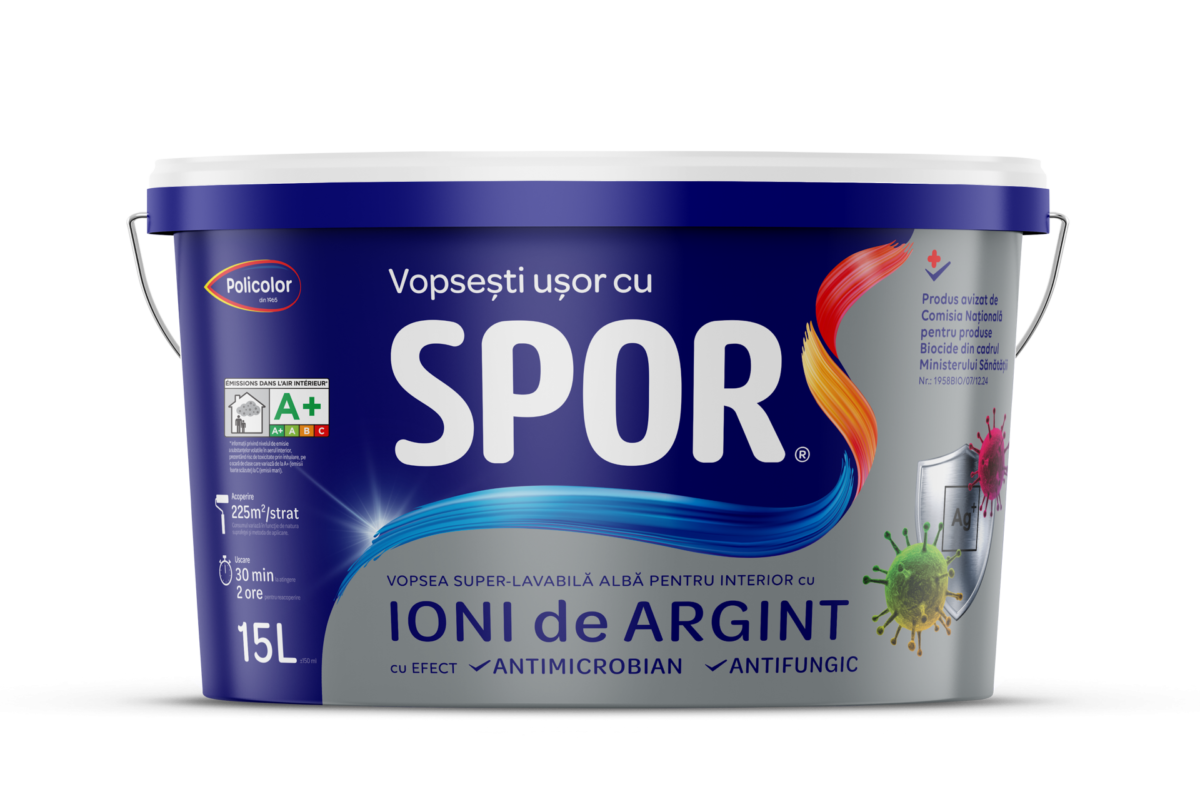 SPOR  Vopsea Super Lavabila Mata pt. Interior cu Ioni de  Argint - 25 LT - imagine 1