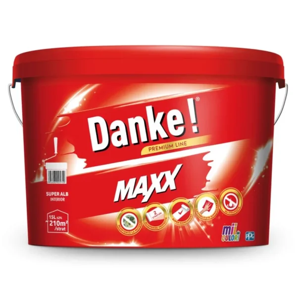 Vopsea lavabila alba Danke Maxx White, de interior, 15 L, aspect mat ( se poate nuanta la comanda)