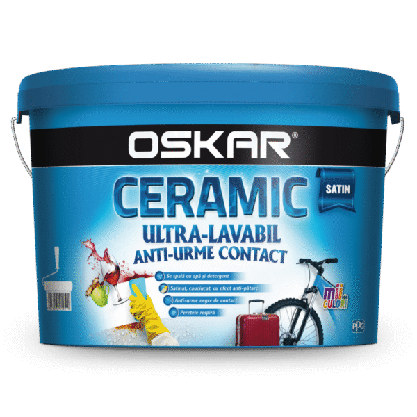 Vopsea lavabila Oskar  Ceramic Satin alb 15 L ,disponibil pentru colorare computerizata baza Psi TR